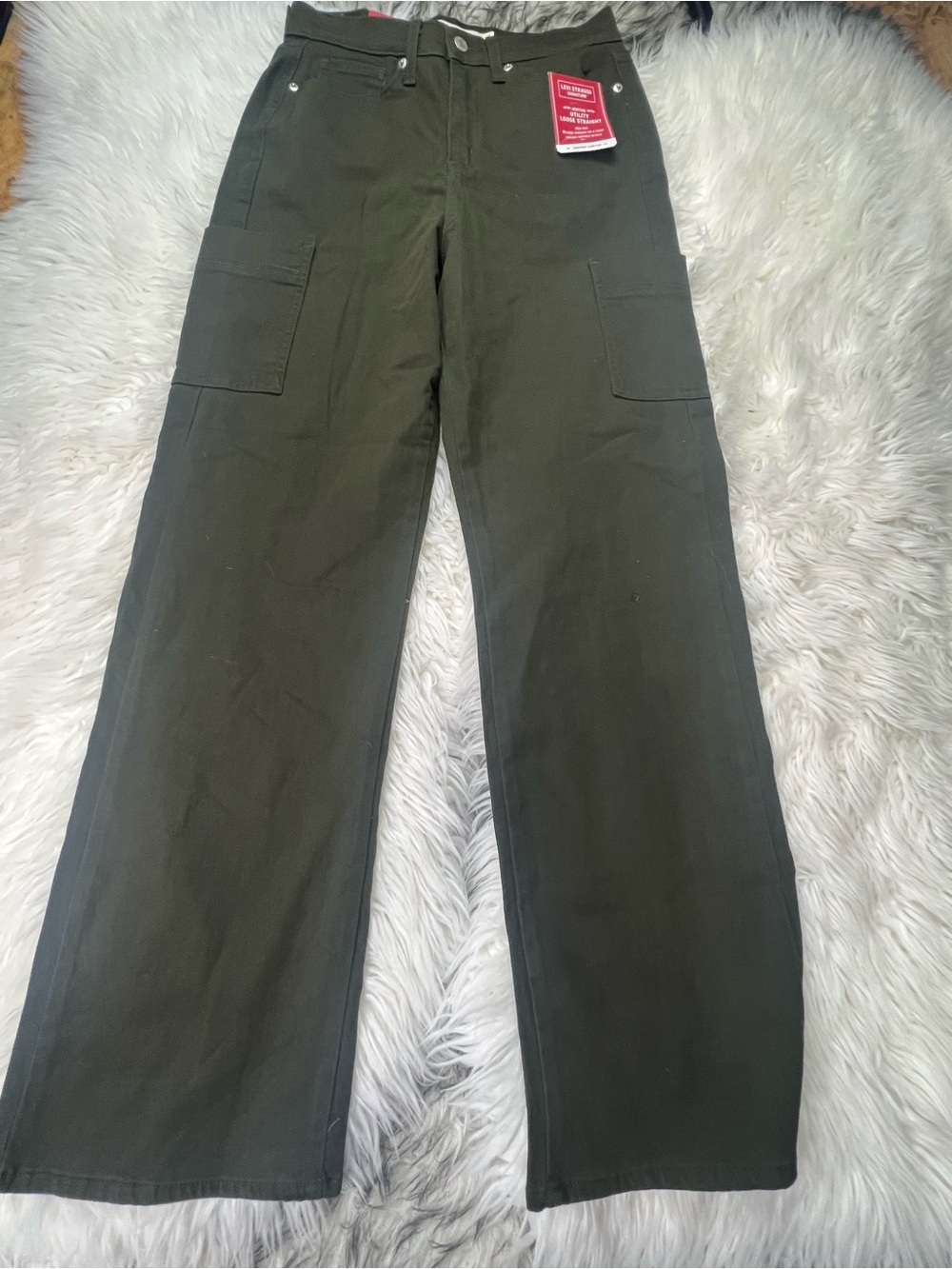 Levi Strauss Signature Heritage High rise 4 W27 Dark Olive Green Utility Womens